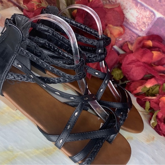SO Black Silver Stud Gladiator Sandals - Picture 2 of 13